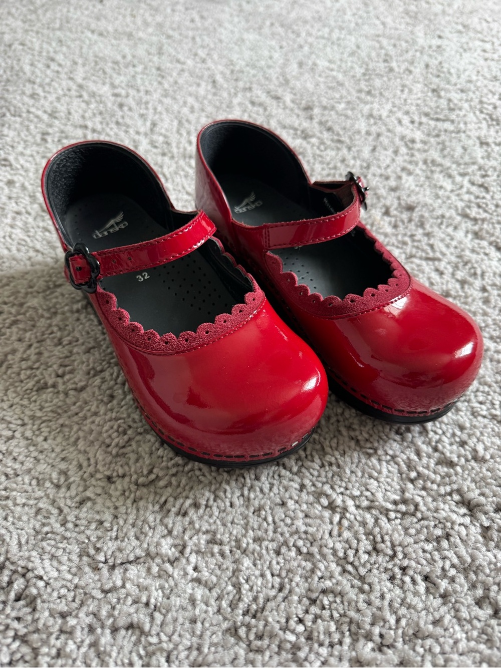 Dansko Red Leather Mary Jane Clog Shoes Kids EU 32 US 2